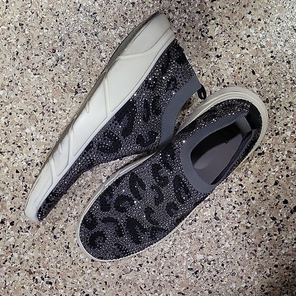 INC Rhinestone Leopard Slip On Sneakers "Kalama" Size 9 - Picture 3 of 8
